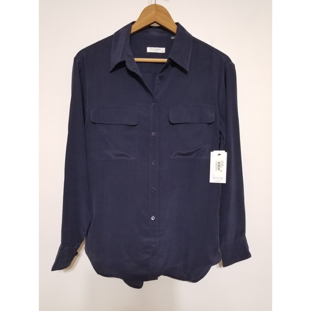 NWT Equipment Signature Silk Shirt Blouse Peacoat Navy Size XS $218 - Picture 8 of 16